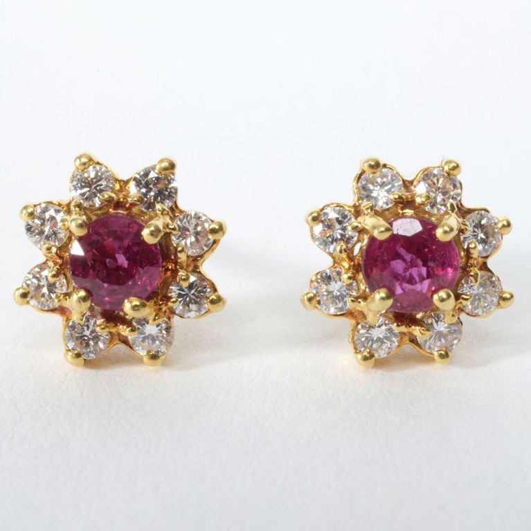 Cartier 18k gold, ruby and diamond earrings
