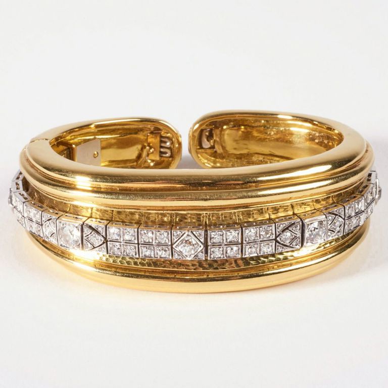 Andrew Clunn diamond and gold cuff bracelet