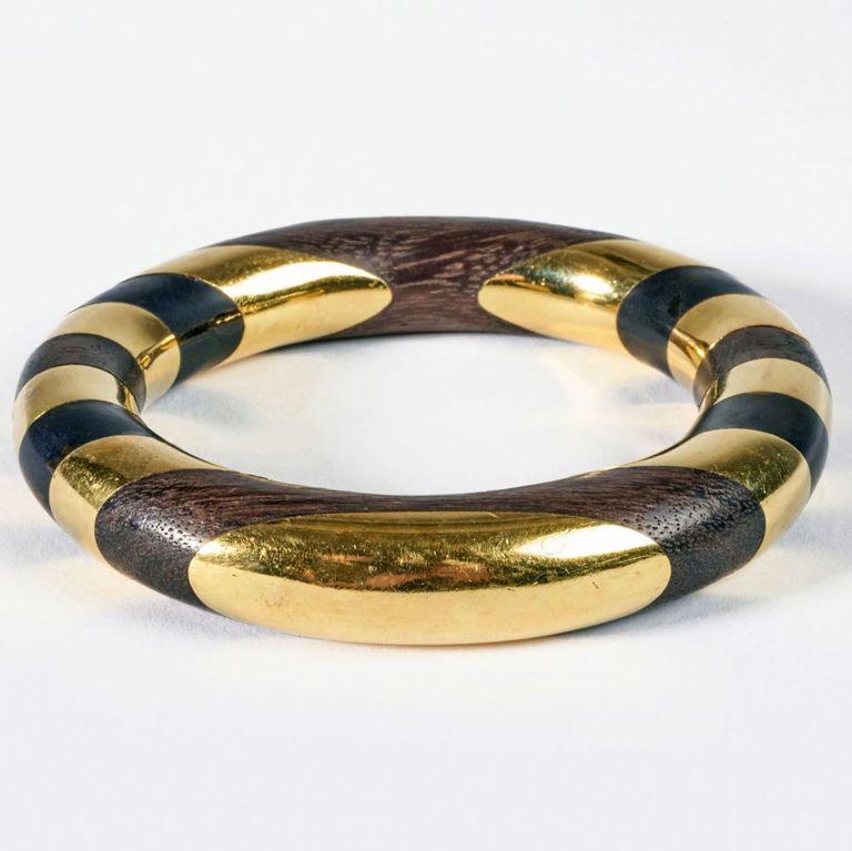 Tiffany & Co. wood and 18k gold bangle