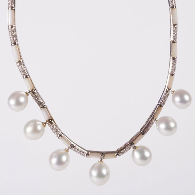Ella Gafta pearl, diamond and mother-of-pearl necklace