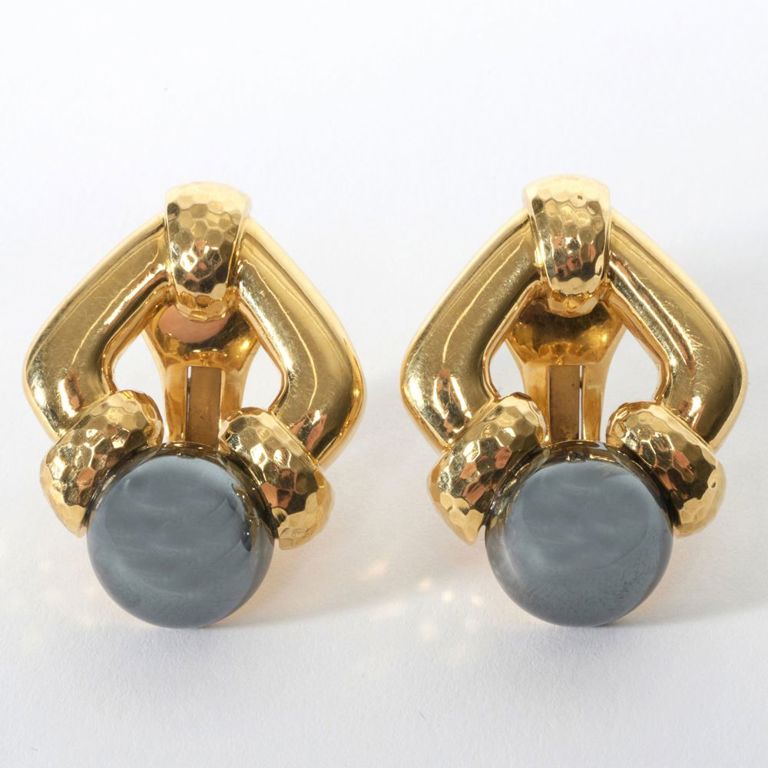 Andrew Clunn 18k gold and hematite earclips