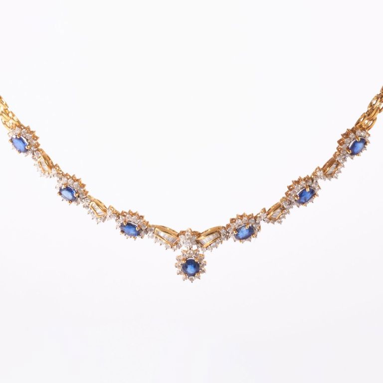 18k gold sapphire and diamond necklace
