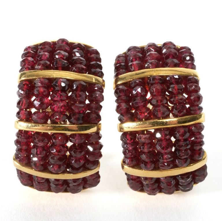 Gold garnet earrings