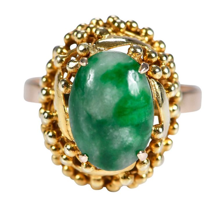 14k yellow gold ring with jadeite