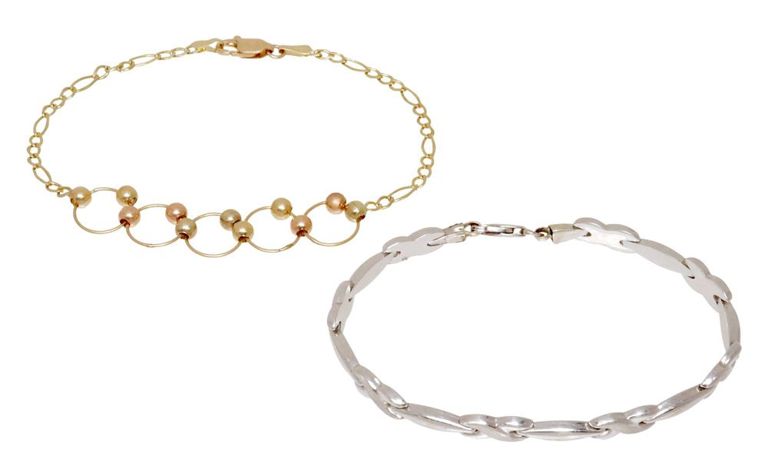 14k white gold and 10k two-tone gold bracelets (set of 2)
