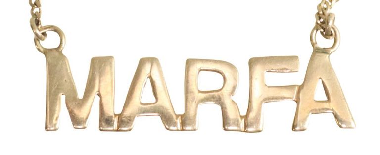 10k yellow gold text pendant necklace