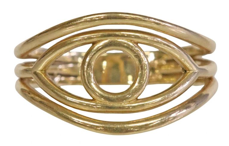 14k yellow gold evil eye nazar ring