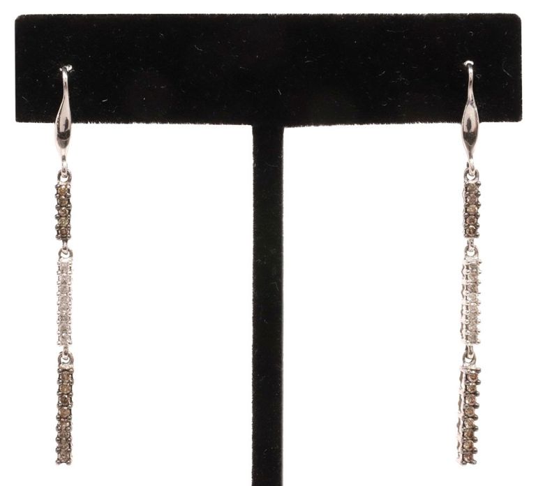 10k white gold diamond drop earrings