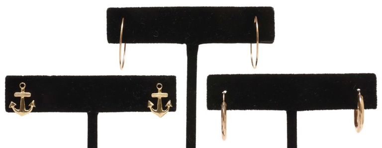 14k and 10k gold earrings (set of 3 pairs)