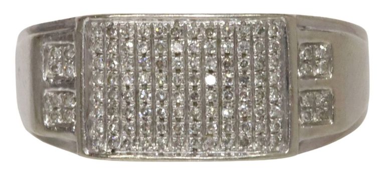 10k white gold pave-set diamond ring