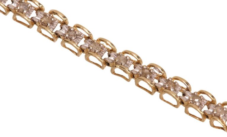 10k yellow and white gold diamond tennis bracelet
