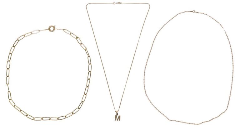 10k gold chain necklaces (set of 3)