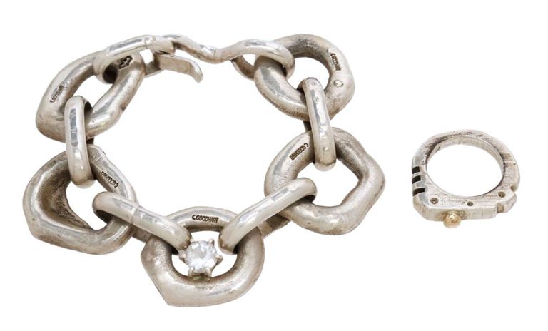 Cyrus James Goodhart sterling silver link bracelet and ring (set of 2)