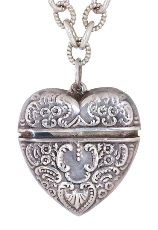Judith Ripka sterling silver necklace with puffy heart locket