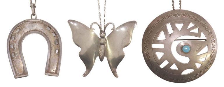 Southwest sterling silver pendant necklaces (set of 3)