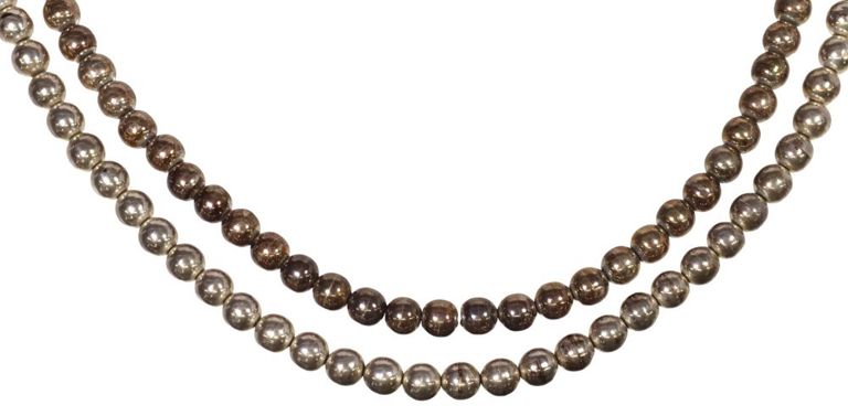 Taxco Mexico sterling silver round beaded necklaces
