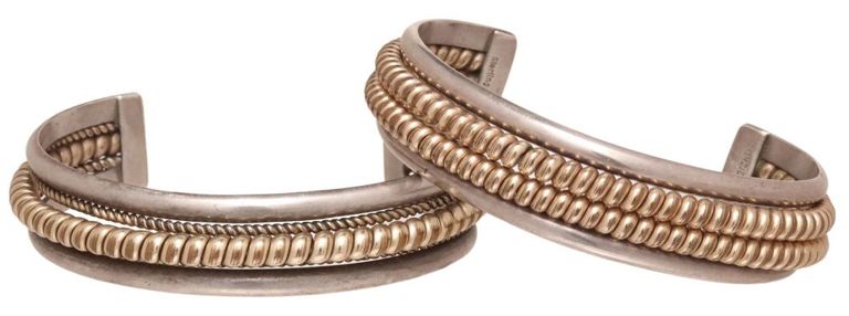Sterling silver and 12k gold-filled cuff bracelets