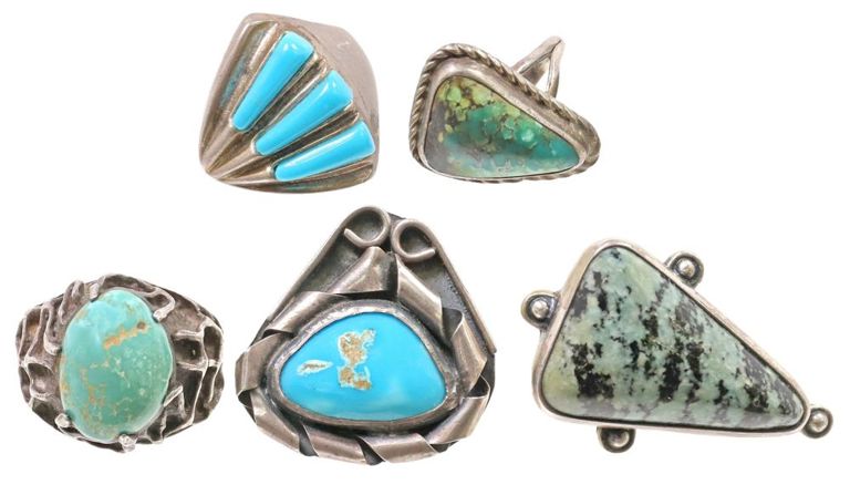 Southwest silver and blue cabochon rings