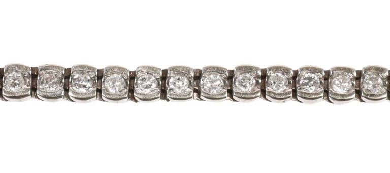 Estate 14k white gold diamond tennis bracelet