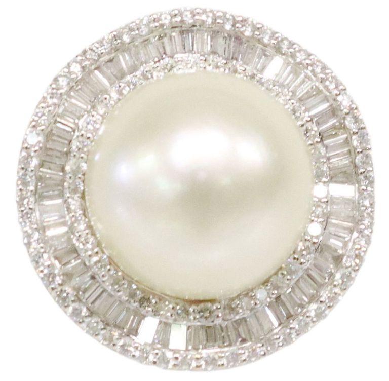 18k yellow gold south sea pearl diamond ballerina cocktail ring