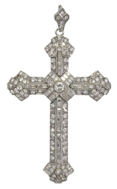 18k white gold diamond cross pendant