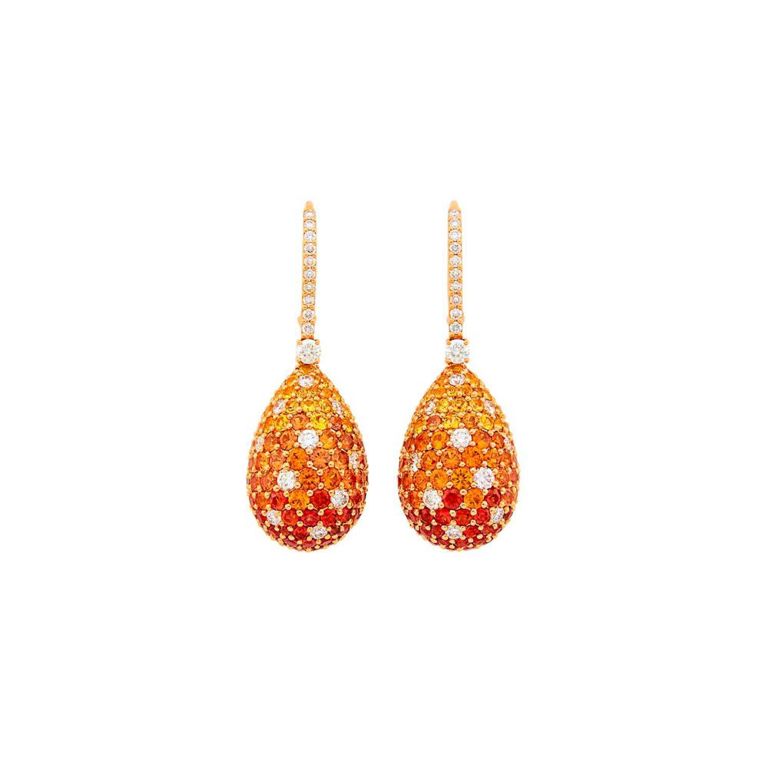 18k rose gold sapphire and diamond pendant earrings