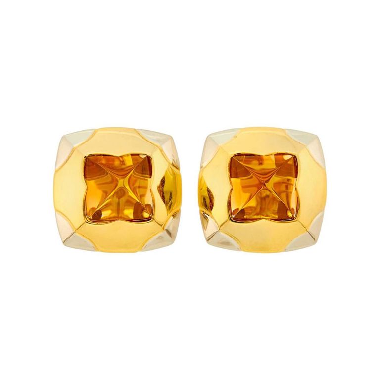 18k two-tone gold citrine 'Pyramid' earrings