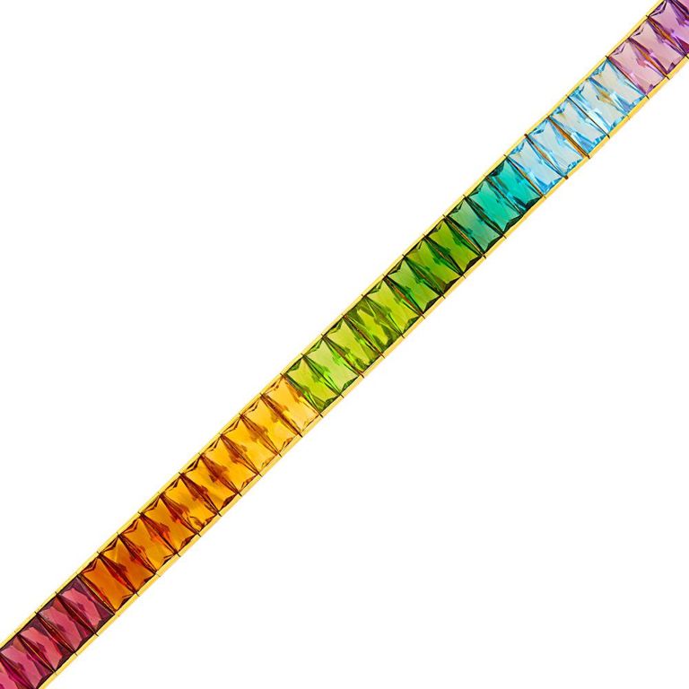 18k gold rainbow-colored stone bracelet