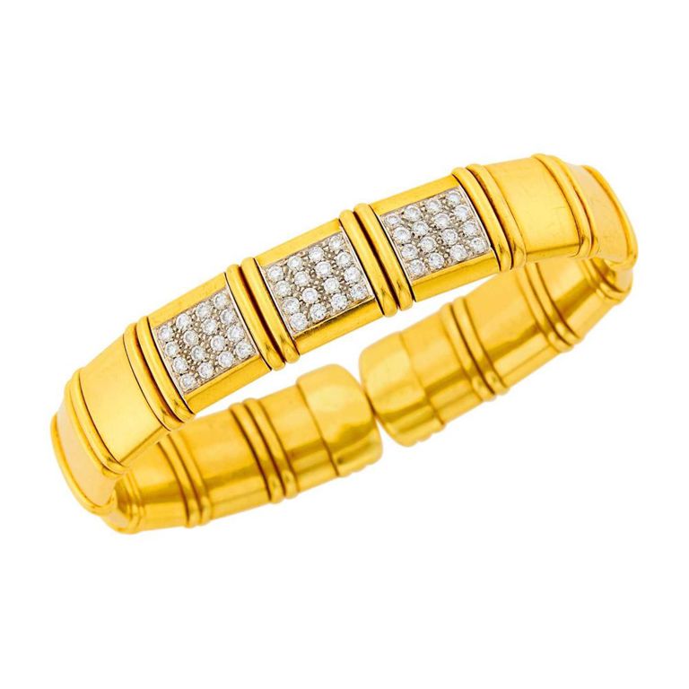 18k yellow gold and white gold diamond bracelet