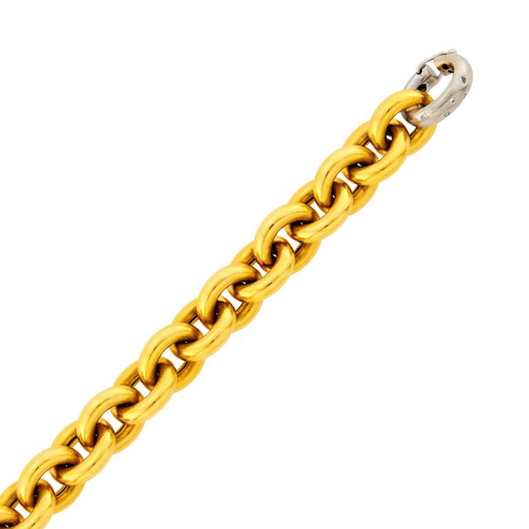 18k two-color gold diamond link bracelet