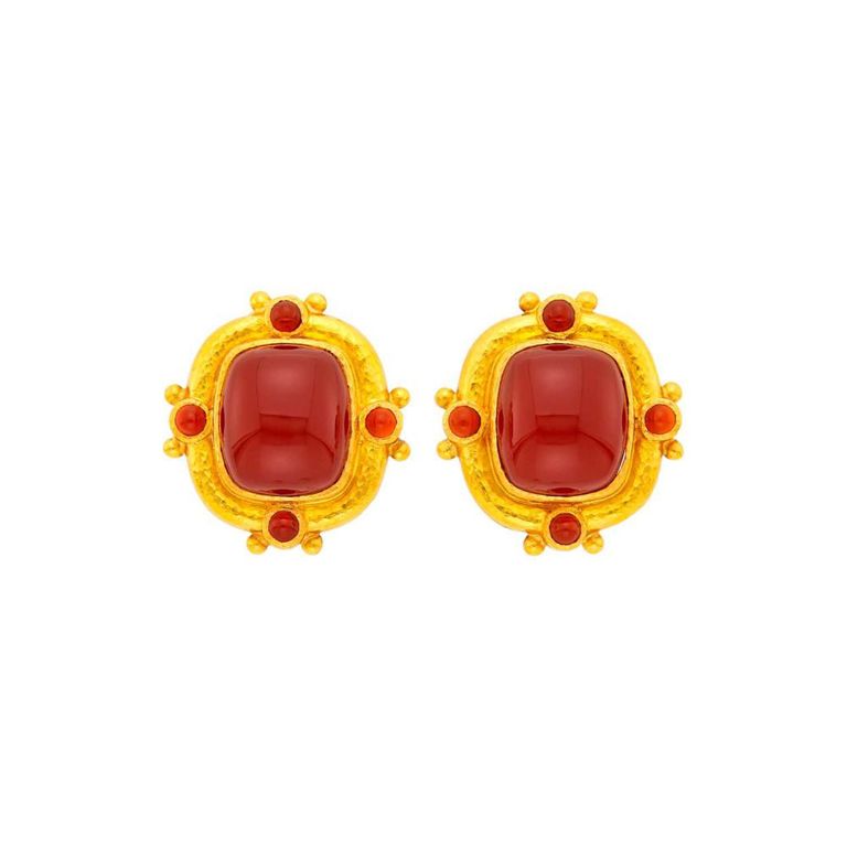 19k gold carnelian earclips