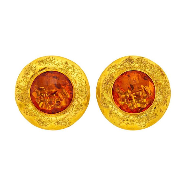 18k gold amber earrings