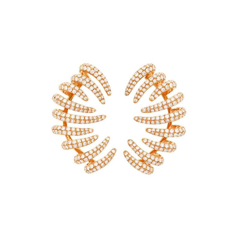 18k rose gold diamond cuff earrings