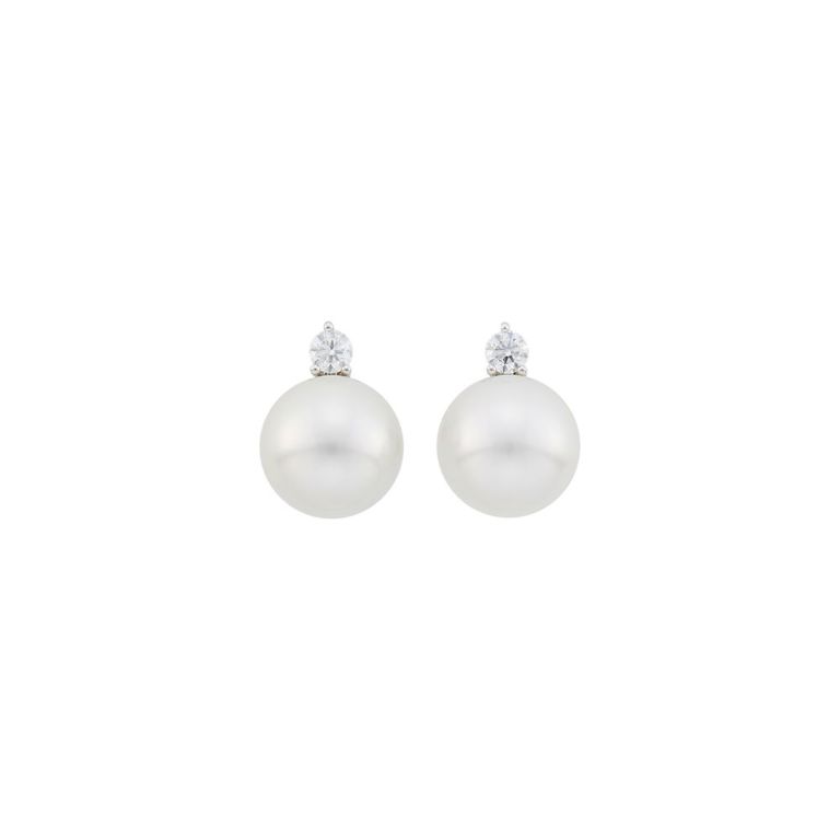 18k white gold South Sea cultured pearl diamond earrings
