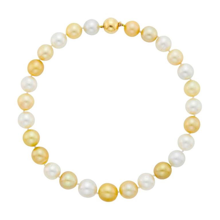 14k gold South Sea and golden cultured pearl necklace