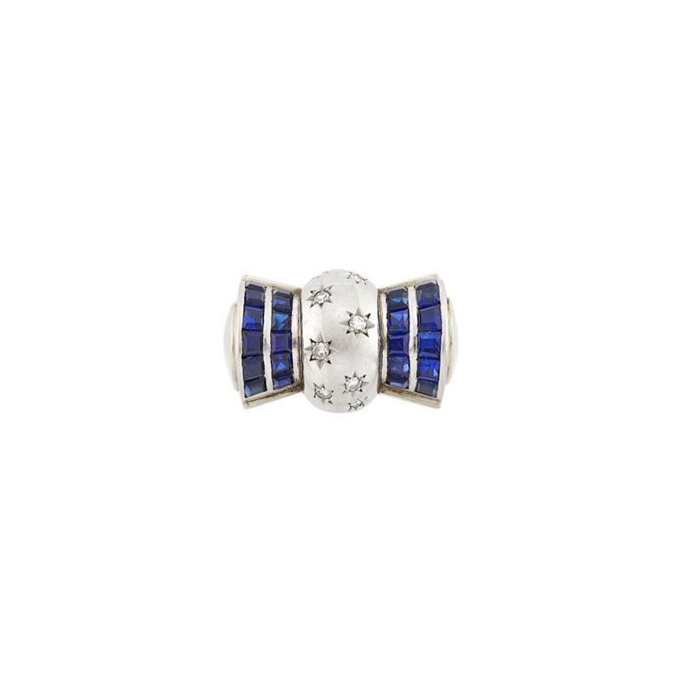 18k white gold platinum sapphire and diamond ring