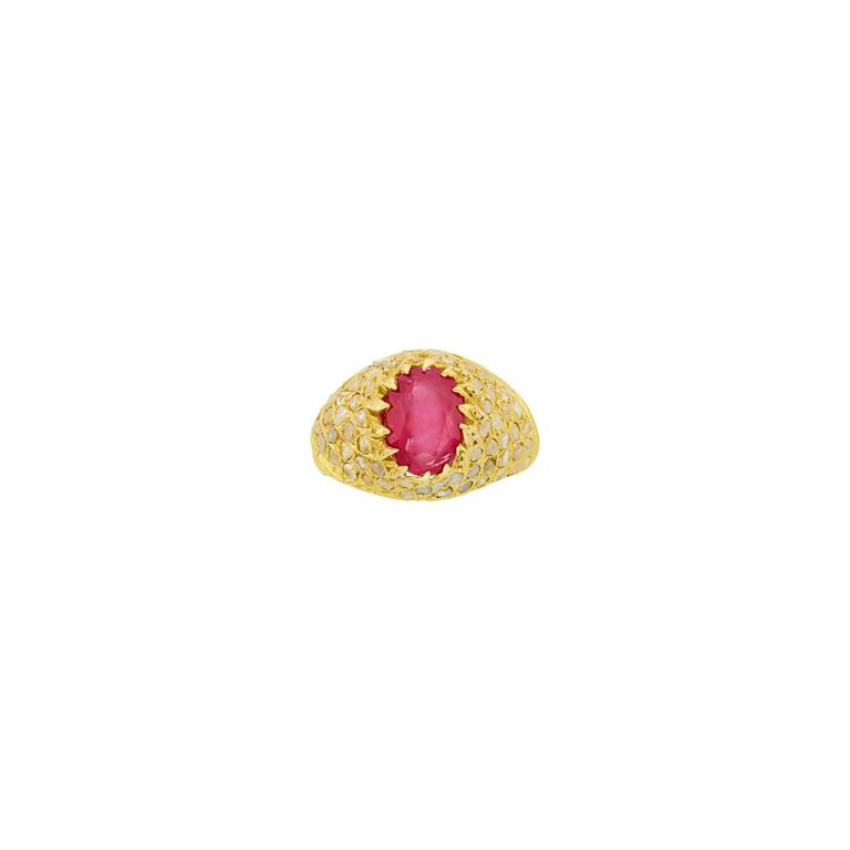 Gold ruby and diamond ring