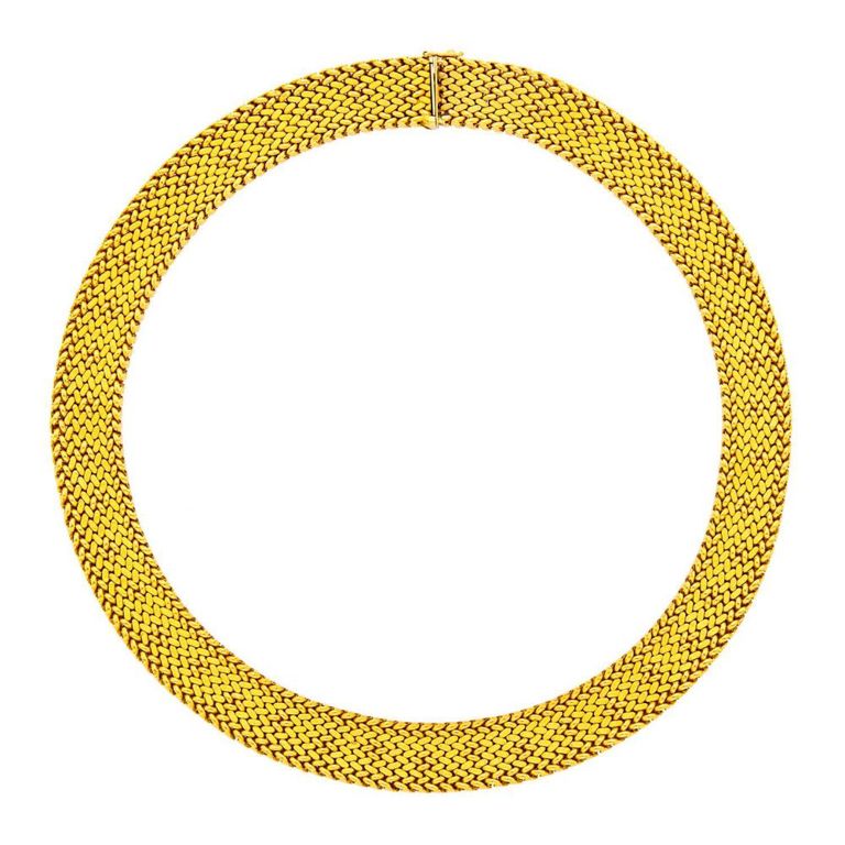18k gold braided mesh necklace