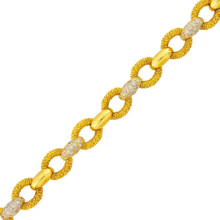 14k two-tone gold diamond link bracelet