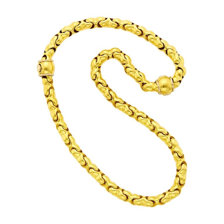 18k gold fancy link necklace and bracelet combination