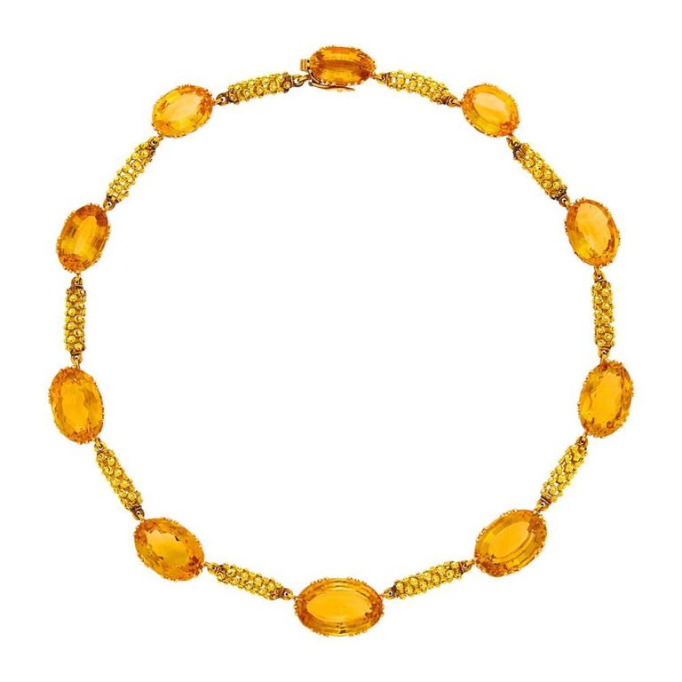 18k gold necklace with citrines