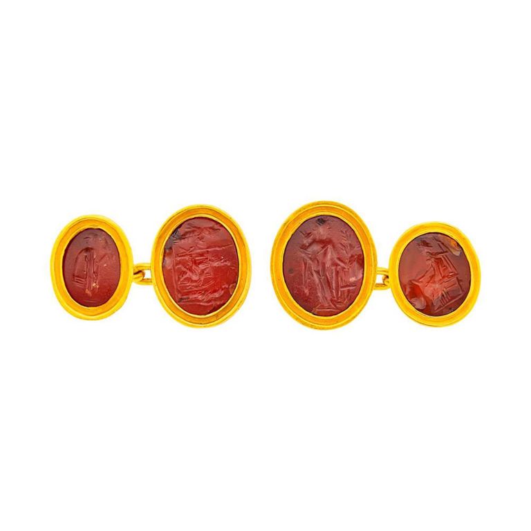 Antique gold cufflinks with carnelian intaglios