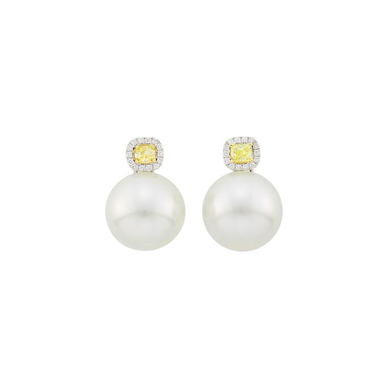 18k white gold earrings with South Sea pearls
