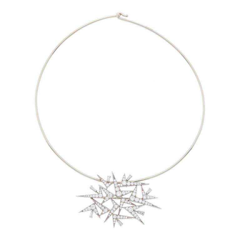 Platinum and white gold pendant-brooch with torque necklace