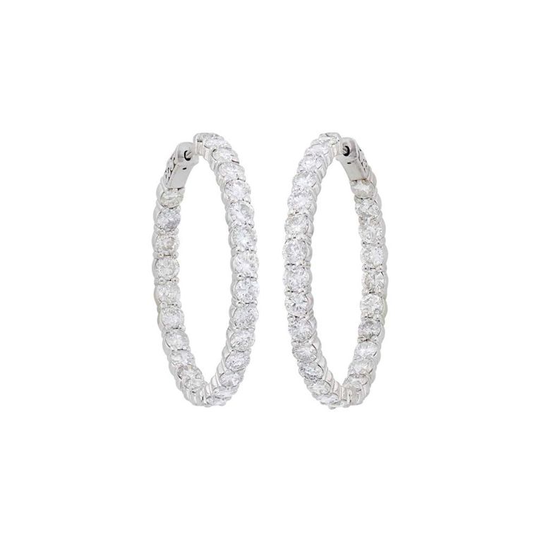 14k white gold hoop earrings with diamonds