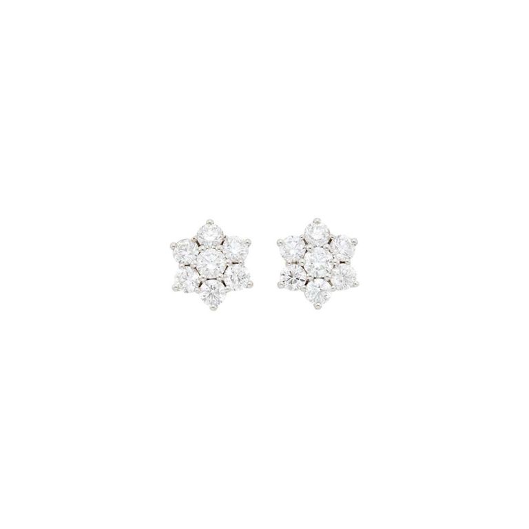 Platinum diamond floret earrings