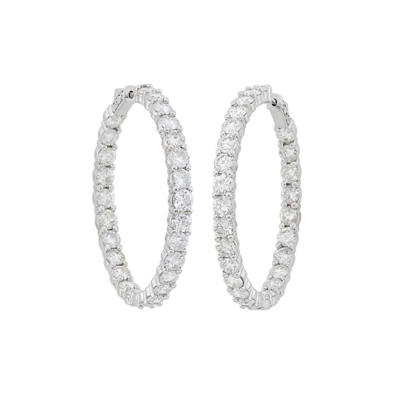 14k white gold hoop earrings with diamonds