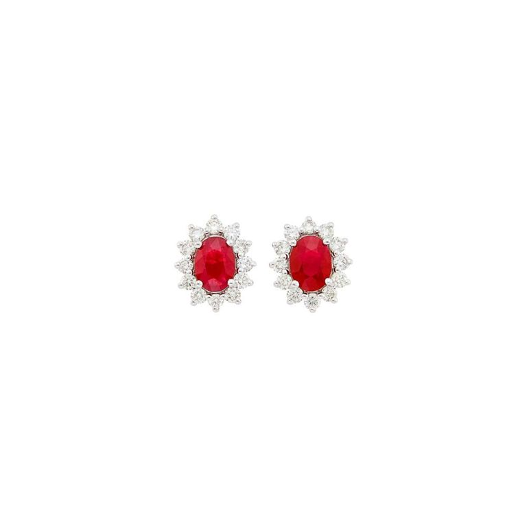 18k white gold earrings with rubies and diamonds