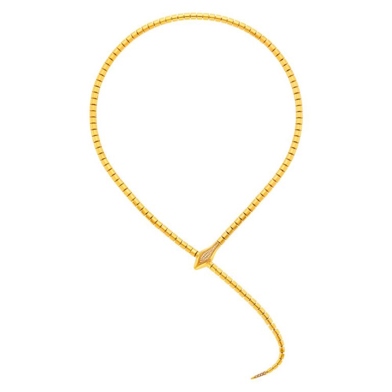 18k gold Sidney Garber "Wrap Around Snake Lariat" necklace