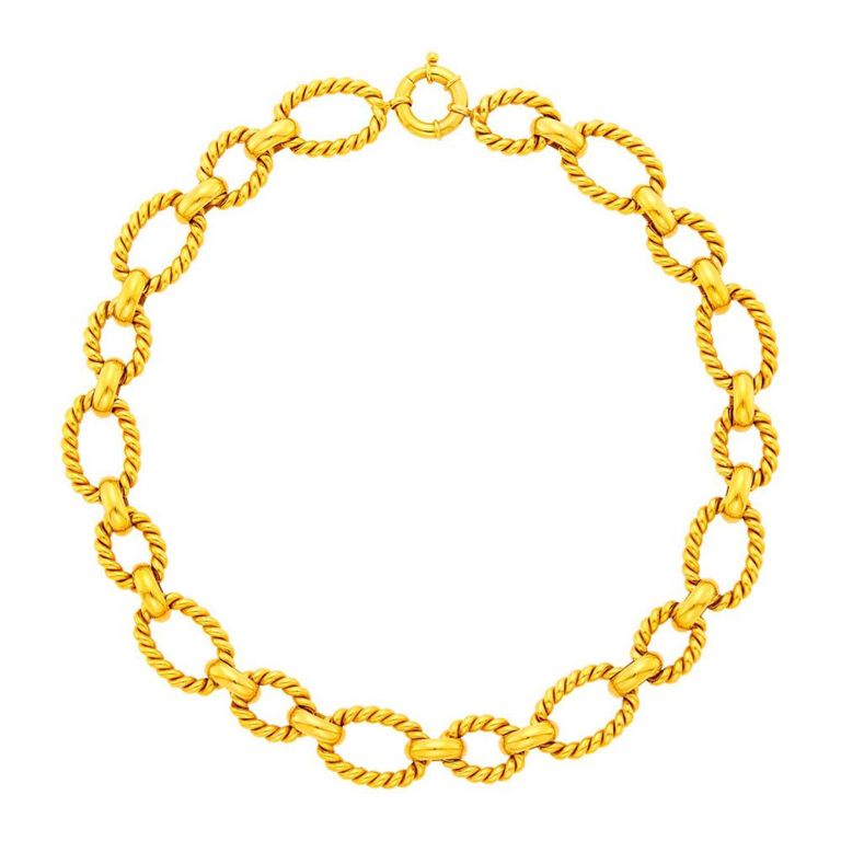 14k gold twisted link necklace